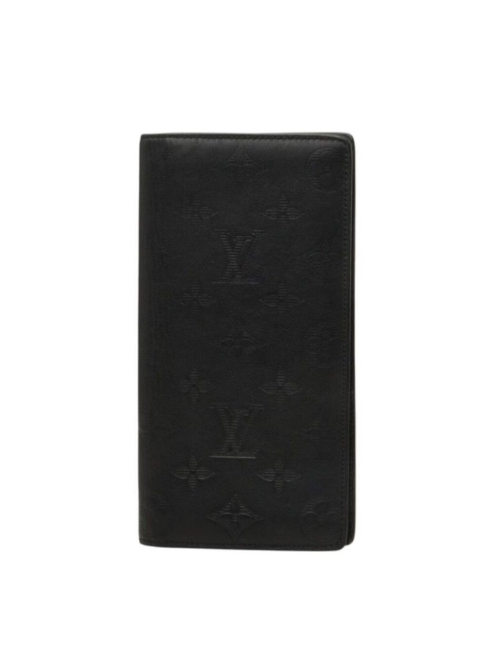 Louis Vuitton Monogram Shadow Portefeuille Brazza Wallet Black Leather